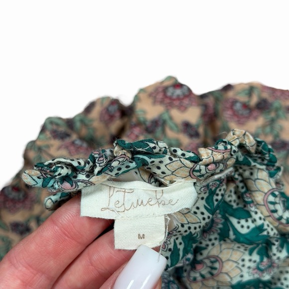 NWOT Anthropologie Let Me‎ Be High Neck Printed Peasant Blouse Sz M - Picture 7 of 9